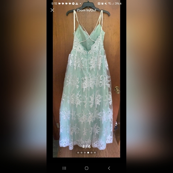 Say Yes to Prom Pastel Blue Mint Lace Dress Size 9/10 - Picture 4 of 6